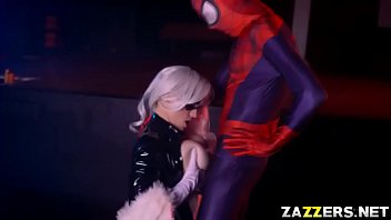 Preview 2 of 18 Koriyan - The Black Cat sucks Spideys big cock deep in her throat