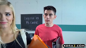 Preview 2 of Small By Army - Busty MILF teacher gets with teen couple in her classroom