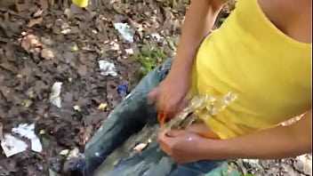 Preview 2 of Xxx Bp School - piss on a guy in the bushes at a busy street