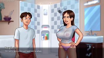 Preview 2 of Krina Chut - Horny and Lucky Dude Loves Seeing His Stepsis Big Juicy Wet Boobs| Busty Stepmom Wants Him To Help Her - Summertime Saga 03 3D Porn Games