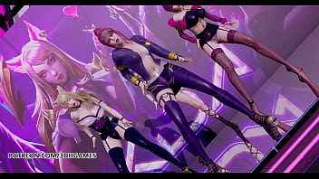 Preview 2 of Ajmal Boy Big Girl - [MMD] Black Pink - How You Like That Hot Striptease Ahri Akali Evelynn Kaisa League of Legends KDA Uncensored Hentai