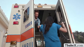 Preview 2 of Sex In Sona Room - Ambulance driver bareback fucks shemale nurse