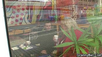 Preview 2 of Kaisha Grey Taste - Young guy picks up huge old grandma in cafe