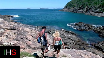 Preview 1 of Mature Hijab Sex - Blonde girl double penetrated at the seaside