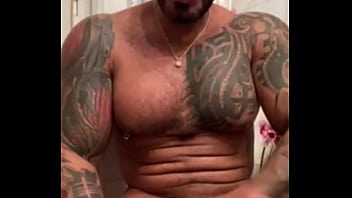 Preview 2 of New Xvidos Com - Big muscle latino guy squeezing his BBC so hard on bathroom VIKTOR ROM