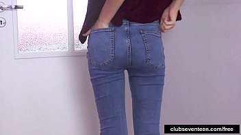 Preview 1 of Give A Footjob - Cute teen Lou toy her unshaved pussy