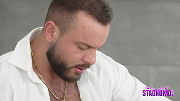 Preview 2 of Sxe Viedvo - Sir Peters very thick cock going hard deep inside Bastian Karims cute asshole