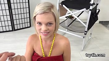 Preview 2 of Yoga Pantg - Lovable chick gives oral pleasure in pov and gets narrow twat banged