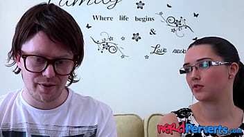 Preview 2 of Girl Taking On Guys - Nerdy gamer sucked skillfully by a cute babe with glasses