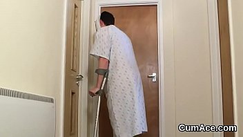 Preview 1 of London Keyes Nurse - Spicy peach gets cumshot on her face eating all the jizm