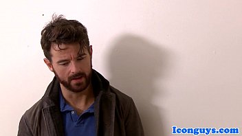 Preview 1 of Blond Back Strapon - Buff hunk analizing his passionate lover