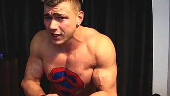 Preview 2 of Lesbian Go West - Sexy Lycra Superman Muscle Hunk Defeated To Cum