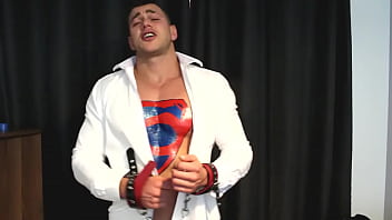 Preview 1 of Lesbian Go West - Sexy Lycra Superman Muscle Hunk Defeated To Cum