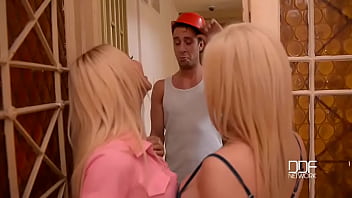 Preview 2 of Black Girls Scissor Fucking - Lay That Pipe - Voluptuous Busty Bombshells Seduce Plumber