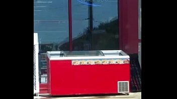 Preview 4 of 90s Lesbian Butt Play - Gas Station Employee cleaning a cooler