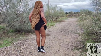 Preview 2 of Sora Net - BIG ASS TITS OUT EBONY WALKING UPSKIRT SNEAKERS CONVERSE