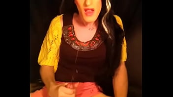 Preview 3 of Red Silk Dress - Big cum blast- Crossdresser Sissy Fay