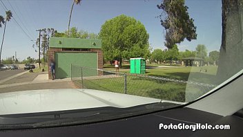 Preview 1 of Cuckold Dvd World - Porta Gloryhole Sexy woman swallows strangers cum loads