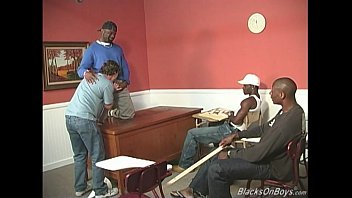 Preview 2 of Anal Fotced - A black teacher and two black students sharing a white guy