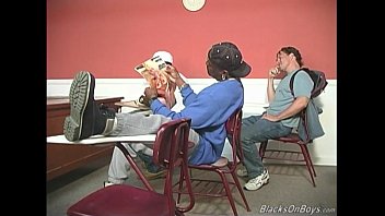 Preview 1 of Anal Fotced - A black teacher and two black students sharing a white guy