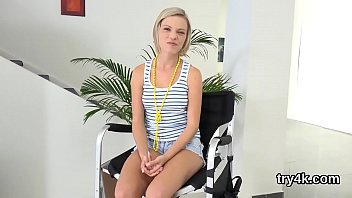 Preview 1 of Condom Keychain - Elegant teenie blows penis in pov and gets narrow pussy penetrated