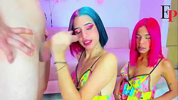 Preview 2 of Hot Hard Jerk - Latina teen with colorful hair! very deep delicious blowjobs