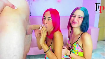 Preview 3 of Hot Hard Jerk - Latina teen with colorful hair! very deep delicious blowjobs