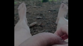 Preview 2 of Nerd Pov Ghetto Getting - public wank at a cruising forest,  cum on balcony