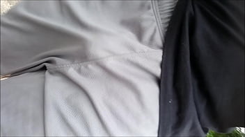 Preview 2 of Best Cums - Grey Shorts Freeballing (Commando) flaccid cock swinging