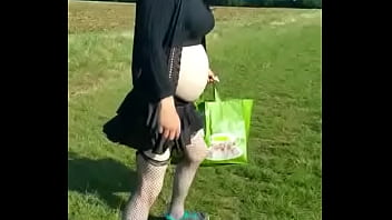 Preview 1 of Forced Electro Orgasm Male7 - gay crossdresser takes a walk in public dressed up like a girl but soon runs away when he hears two people near by