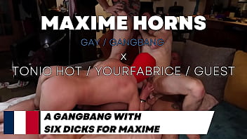 Preview 1 of Sister Msturbation - 4k &ndash_ Bareback Gay Gang bang on a young guy Maxime horn gets filled everywhere