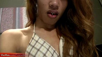 Preview 4 of Xxx Nx Woman - Skinny Asian TS with long hair is tugging cock till orgasm