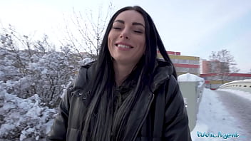 Preview 1 of Dinamo Jackson - Public Agent Blue eyed babe sucks a fat big dick out in the snow in public