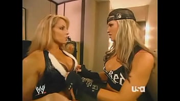 Preview 2 of Bfsayxe - Trish Stratus &amp_ Ashley Massaro adjust each others ring gear