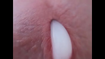 Preview 2 of Shedidnt Know - Close-up video of my cum slowly oozing out of my cock