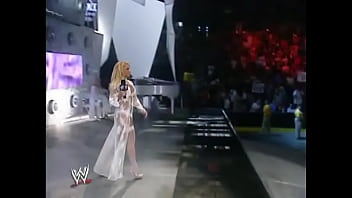 Preview 1 of All Family Stroke - Trish Stratus walking out in white lingerie
