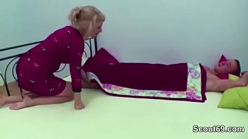 Preview 1 of Milf White Foursome - Mom Wake Up Step-Son With BJ and get Anal Fuck