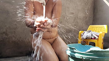 Preview 2 of Nude In Home - Nangi bhabhi is bathing outdoor,  big boobs,  cute pussy
