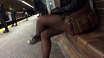 Preview 3 of Mom And Small Boy Japonese - Sexy Nylon Covered Legs Seen In Public