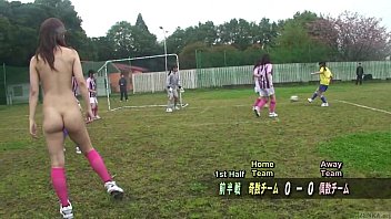 Preview 2 of Granny Lick Men Nipples - Subtitled ENF CMNF Japanese nudist soccer penalty game HD