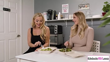 Preview 1 of Doli Boy - Lesbian babe scissoring with office mate during lunch break