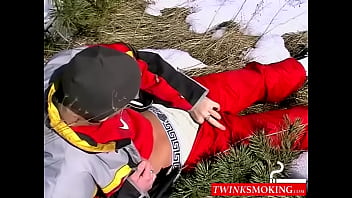 Preview 2 of Sissy Daddy Spy - Outdoor winter fun spilling loads of  cum on the snow