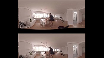 Preview 2 of Crazy Small Tits Rough Sex - VR Porn 360 Brunette fucked on the table