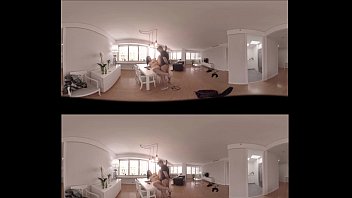 Preview 3 of Crazy Small Tits Rough Sex - VR Porn 360 Brunette fucked on the table