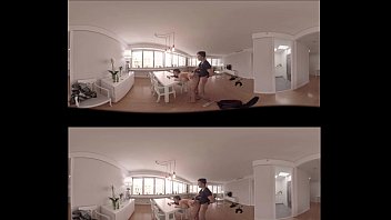 Preview 1 of Crazy Small Tits Rough Sex - VR Porn 360 Brunette fucked on the table