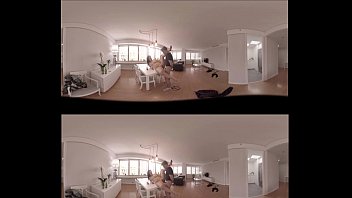 Preview 4 of Crazy Small Tits Rough Sex - VR Porn 360 Brunette fucked on the table