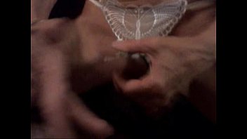 Preview 4 of Apu Model Sexvideos - Stroking my shaved Cock in crotchless panties w/Irish hair tie turned Cock Ring