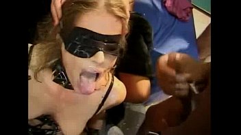 Preview 4 of Vhidemp4 - Bukkake for Beautiful Blindfolded Blonde