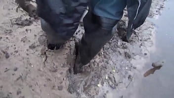 Preview 2 of Big Tittle Asian - downcoat and chestwaders