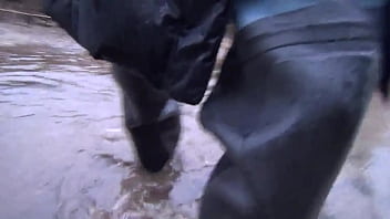 Preview 3 of Big Tittle Asian - downcoat and chestwaders